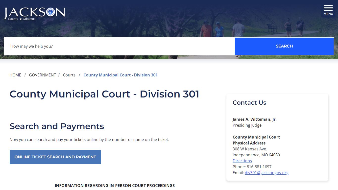 County Municipal Court - Division 301 - Jackson County MO